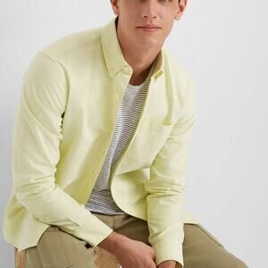 Club Monaco Oxford Shirt Men L Slim fit Button down Long Sleeve Yellow Solid